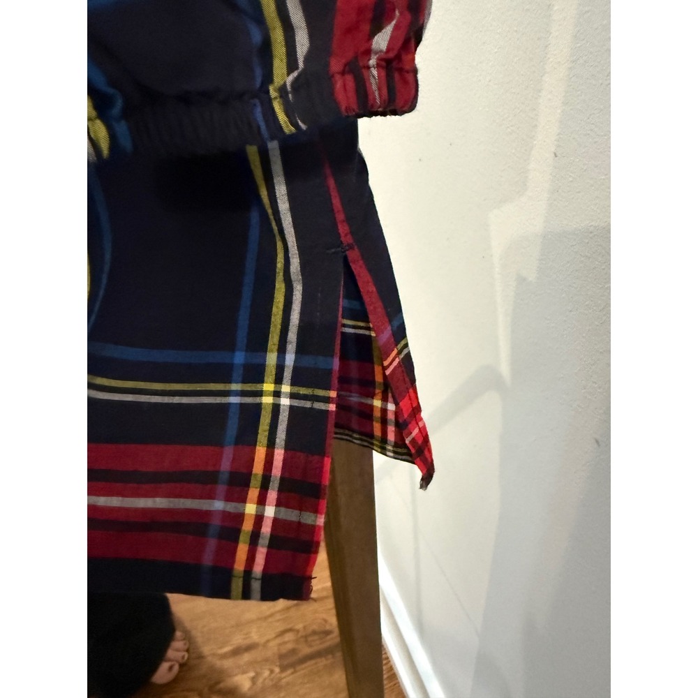 Talbots Petite Plaid Tunic Top Velvet Trim V Neck Long Sleeve Women's MP Hoilday - Picture 6 of 7